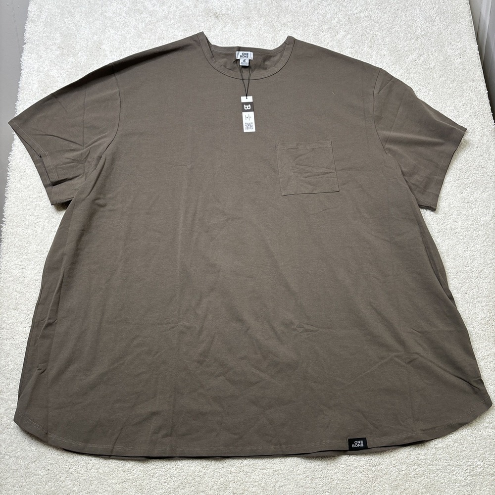 One Bone Pocket Shirt Men's Size 5 6XL Short‎ Sleeve Brown Tee Cotton Blend NWT
